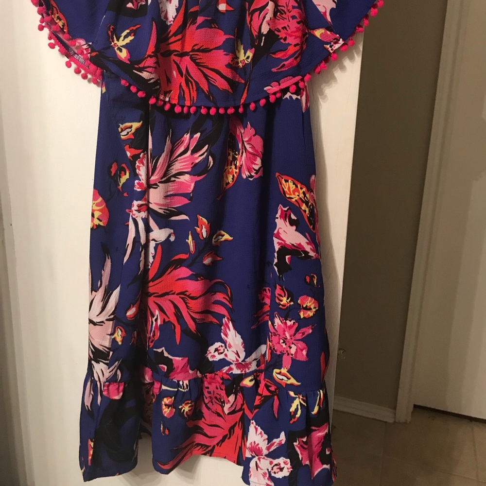 ASOS boohoo off the shoulder Pom Pom dress